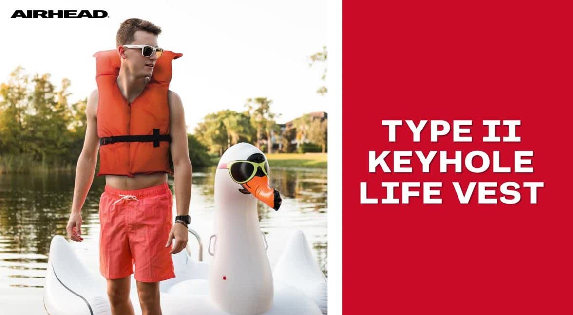Airhead Adult Type II Keyhole Life Jacket, 4-Pack, Coast Guard Approved, Orange