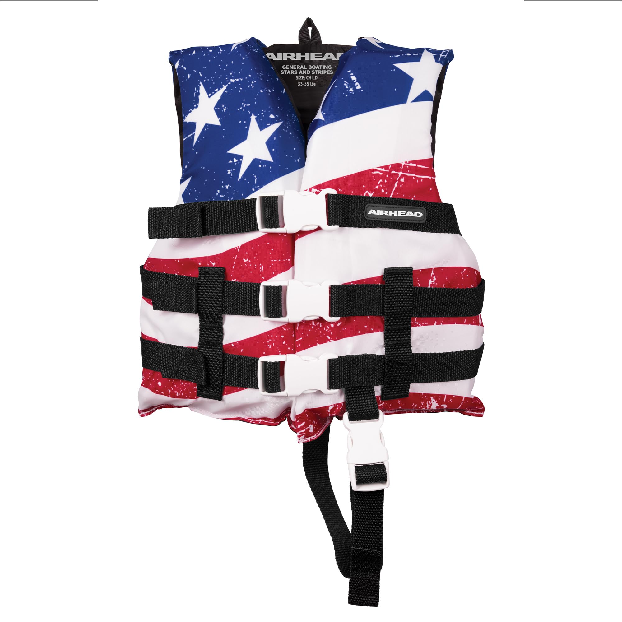 SPORTSTUFF Stars and Stripes Life Jacket, US Coast Guard Approved, Type III, Adult, Child, Youth Sizes