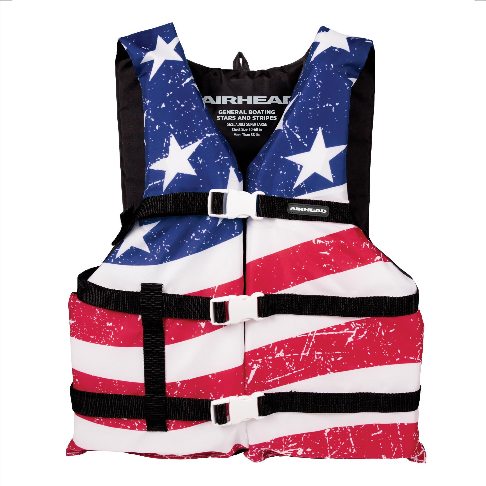 SPORTSTUFF Stars and Stripes Life Jacket, US Coast Guard Approved, Type III, Adult, Child, Youth Sizes